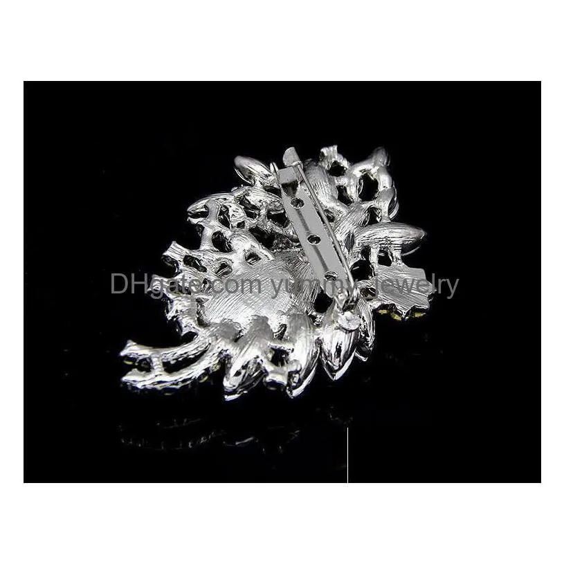 Fashion Party Rhinestone Brooch Water Drop Crystal Flower Cor Brooches Pins Breastpin For Women Men Dress Accessories 5 Colors Drop D Dhtcq