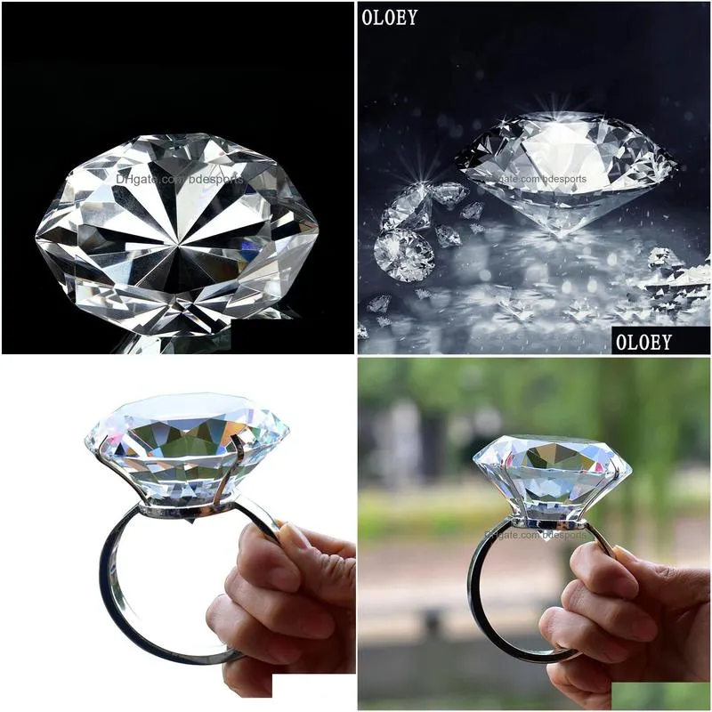 Arts And Crafts Wedding Arts And Crafts Decoration 8Cm Crystal Glass Big Diamond Ring Romantic Proposal Props Home Ornaments Drop Deli Dhtsi