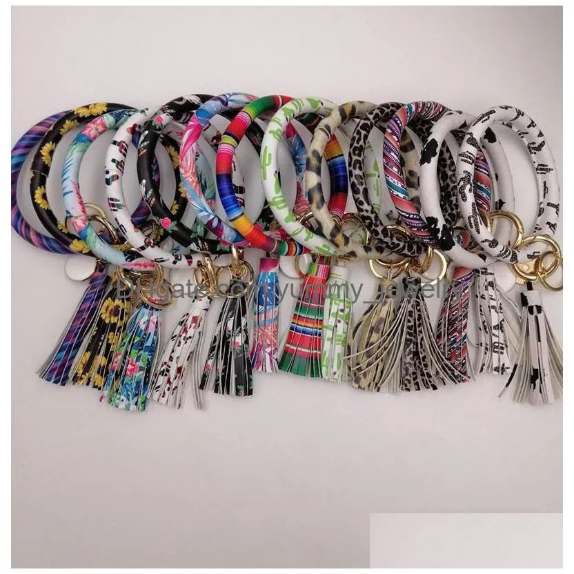 60Pcs Mixed Colors Pu Leather O Key Chain Custom Assel Wristlet Bracelet Keychain Women Girl Ring Drop Delivery Dhced