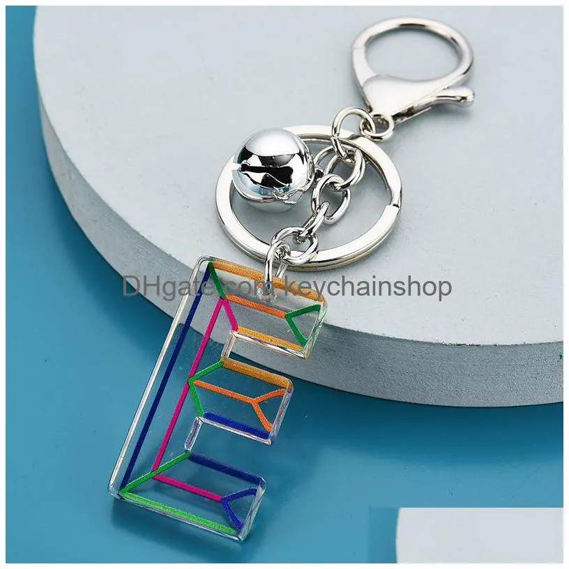 Letter Pendant Keychains Resin Key Chains Rings For Women Cute Car Acrylic Glitter Keyring Holder Charm Bag Couple Drop Delivery Dhcgk