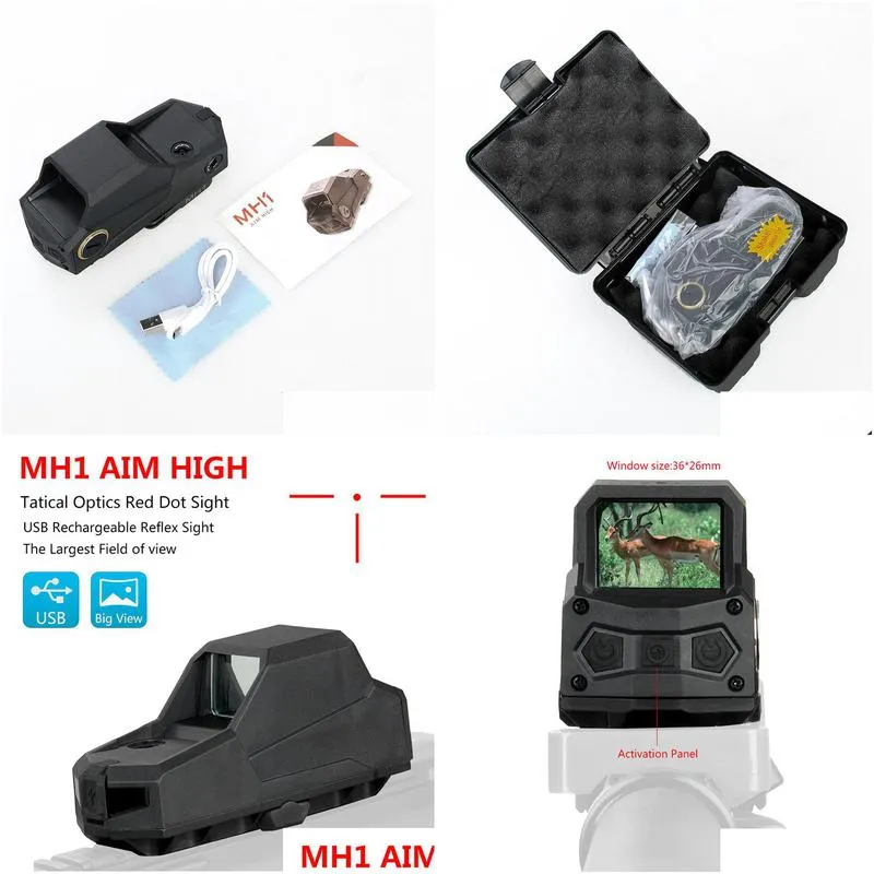 mh1 red dot sight scope usb charge dual motion sensor reflex sight 2 moa red dot reticle with side leveling marks
