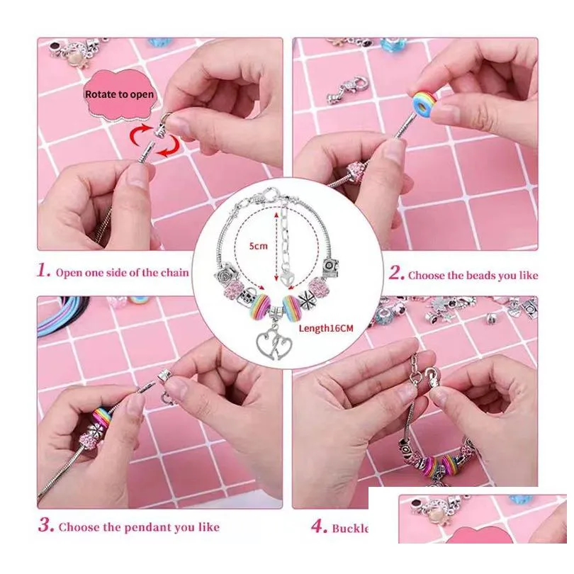 Colorf Crystal Handmade Diy Beaded Bracelet Exquisite Making Kit Jewelry For Girls And Kids Christmas Drop Delivery Dhinu