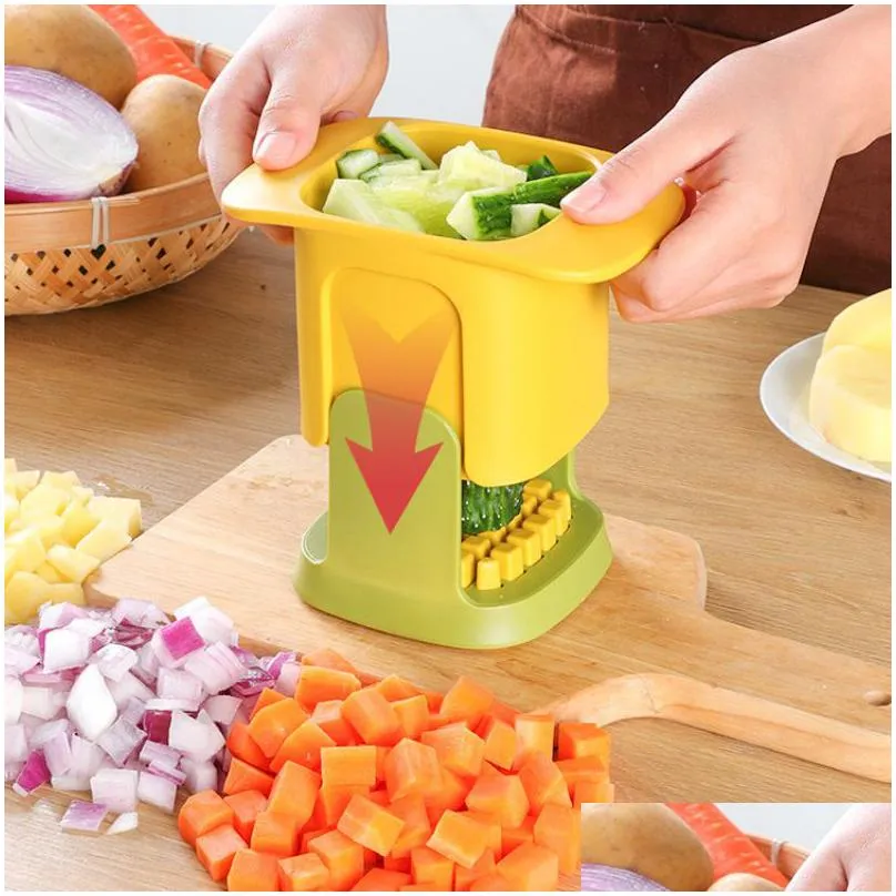 Fruit & Vegetable Tools Mtifunctional Vegetable Chopper Tools Household Hand Pressure Onion Dicer Cucumber Potato Slicer French Fries Dhhqe