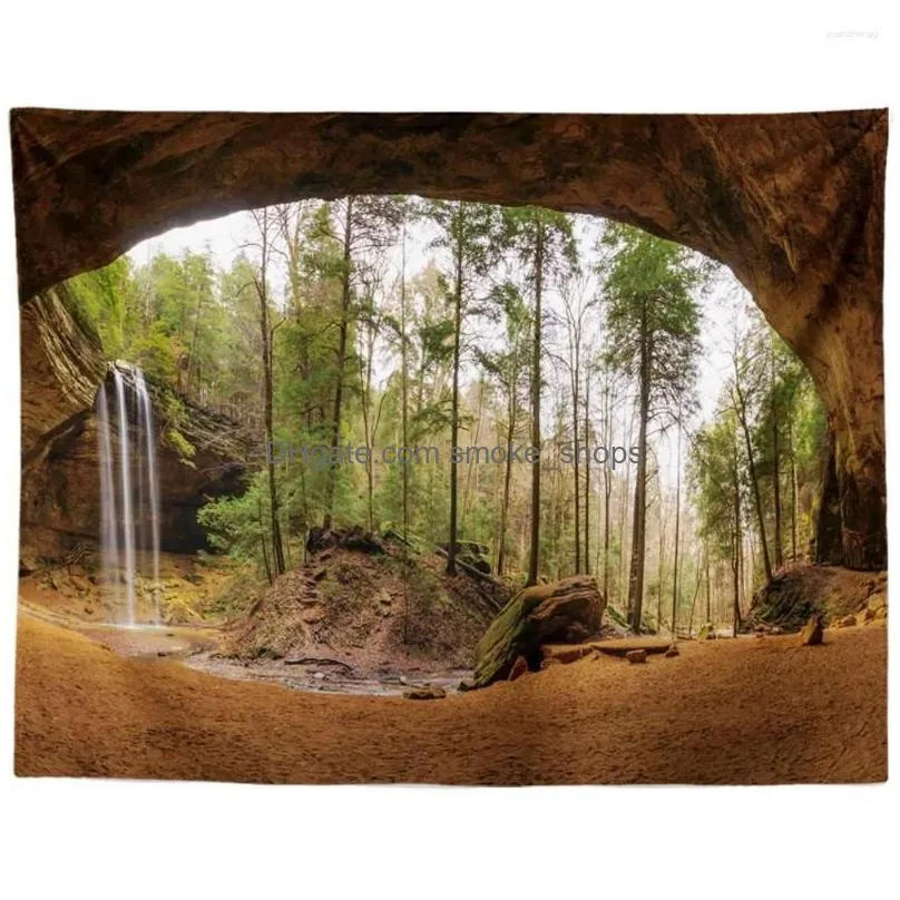 tapestries autumn forest scenery brushed tapestry bedroom rental house living room hanging cloth pography background