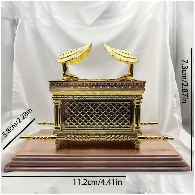 Arts And Crafts Figurine Ark Of The Enant Gold Plated Copper Stand Jerusalem Replica Statue Jewish Testimony Judaica Gift Drop Deliver Dhcfa