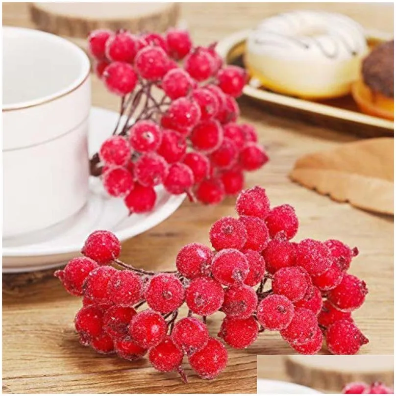 Decorative Flowers & Wreaths Mini Christmas Frosted Artificial Berry Foam Berries Trees Home Garland Decorations Simation Drop Deliver Dh1Ax