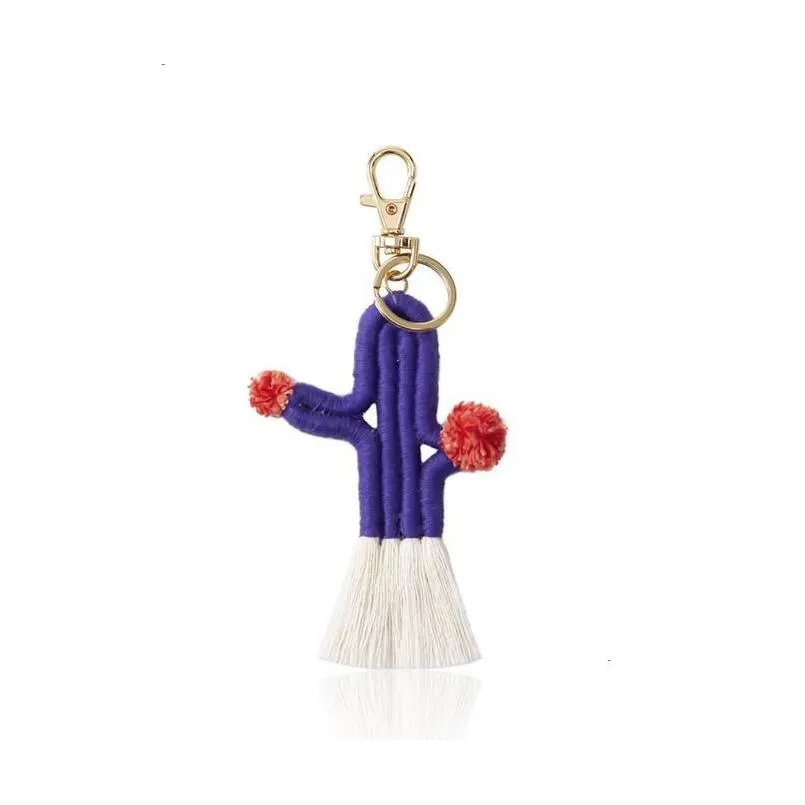 Women Girls Weaving Cactus Tassel Key Rings Bag Keychains Keyring Holder Wallet Purse Pendant Decorations Drop Delivery Othtk