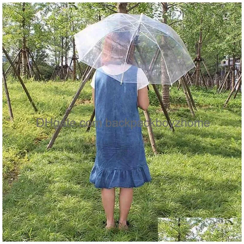 Umbrellas Clear Transparent Rain Umbrella Pvc Dome Bubble Sun Shade Long Handle Straight Drop Delivery Home Garden Household Sundries Dhboc