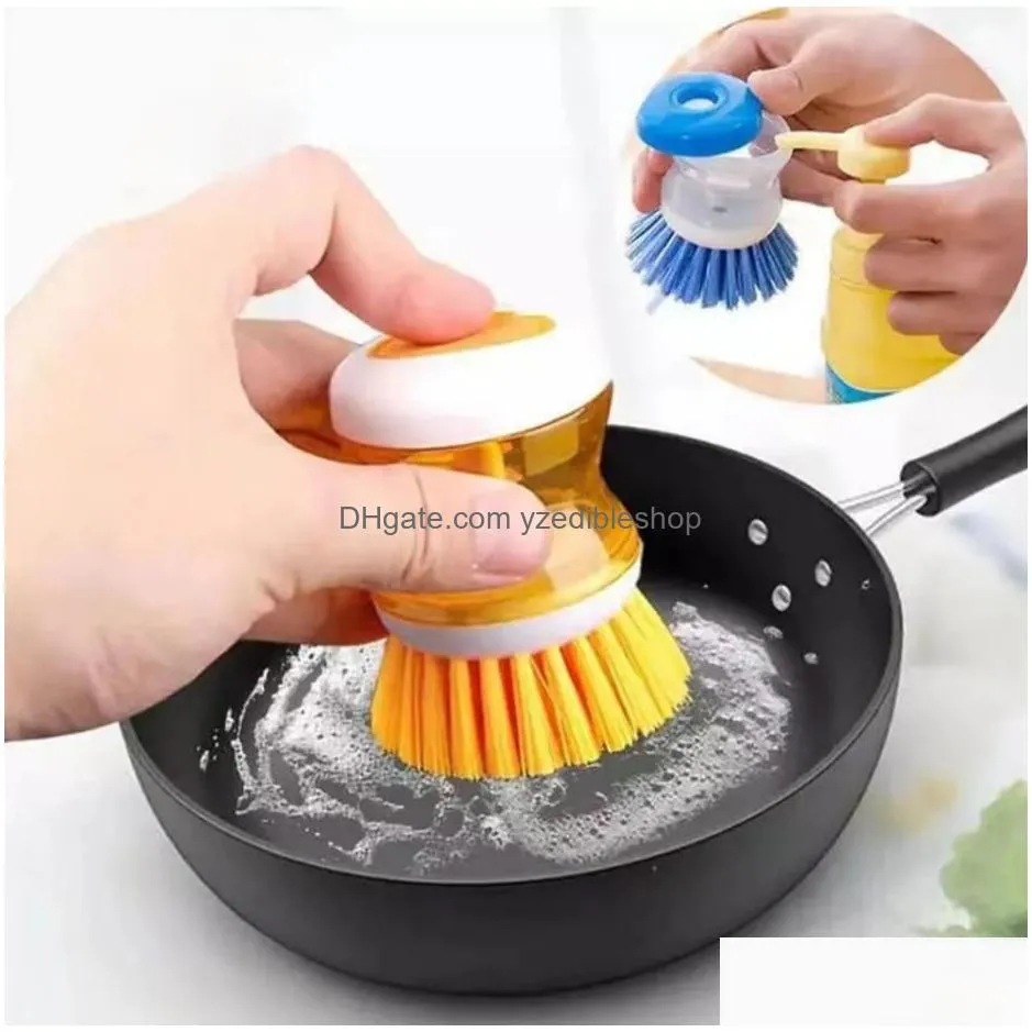 Cleaning Brushes Kitchen Pot Dish Cleaning Brushes Utensils With Washing Up Liquid Soap Dispenser Household Accessories Wholesale Fy26 Dhygb