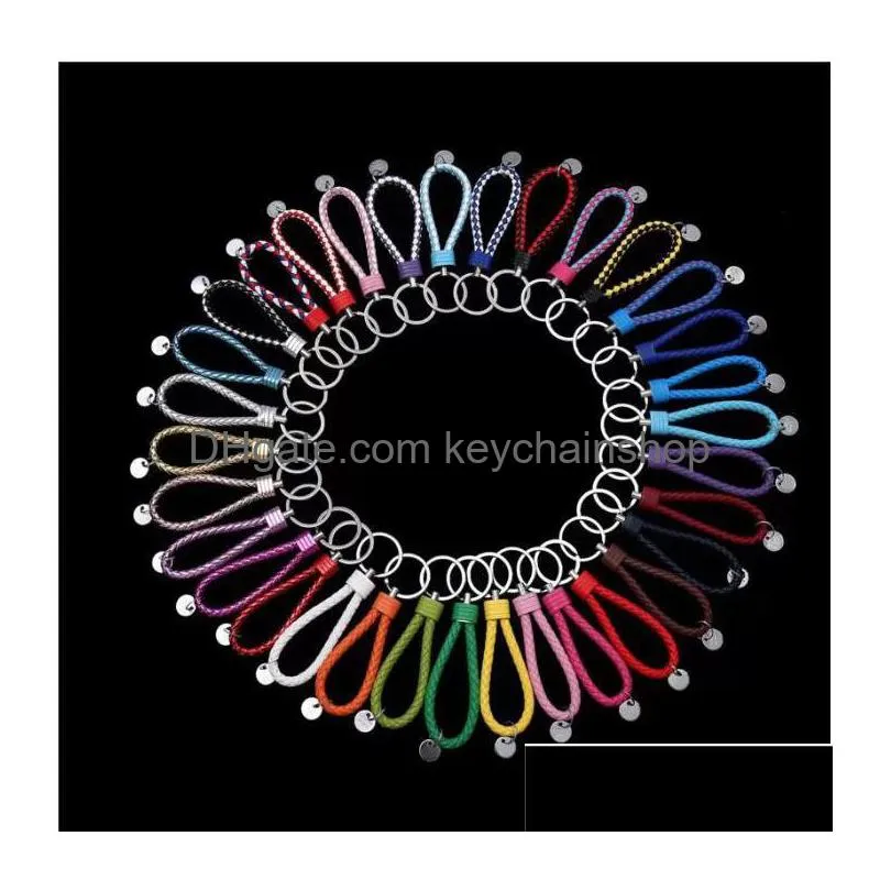 Diy Pu Leather Keychain Creative Simple Style Weaving Rope Key Ring Party Promotion Small Gift Bag Accessories Drop Delivery Dhjkp