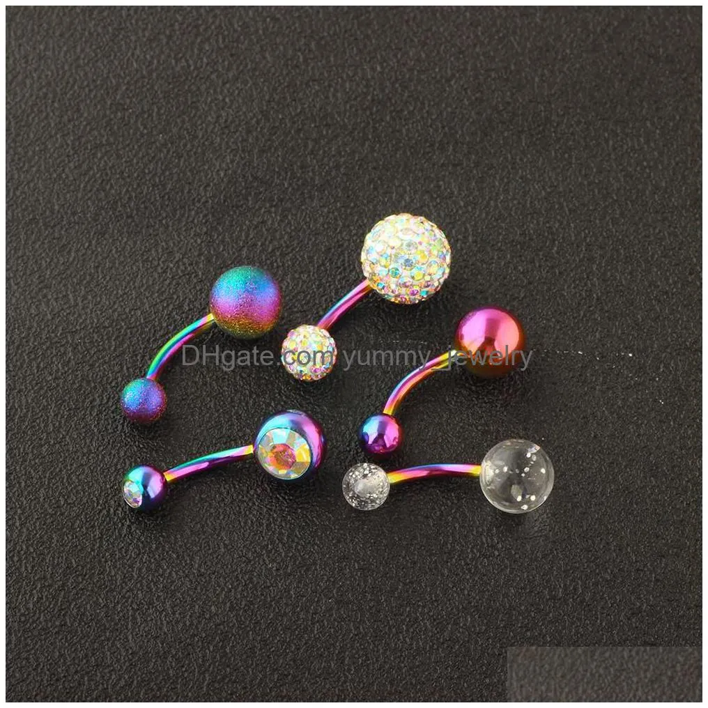 Stainless Belly Button Rings Piercings Ombligo Navel Piercing Y Earring Rainbow Body Jewelry Pircing Drop Delivery Dhlmb