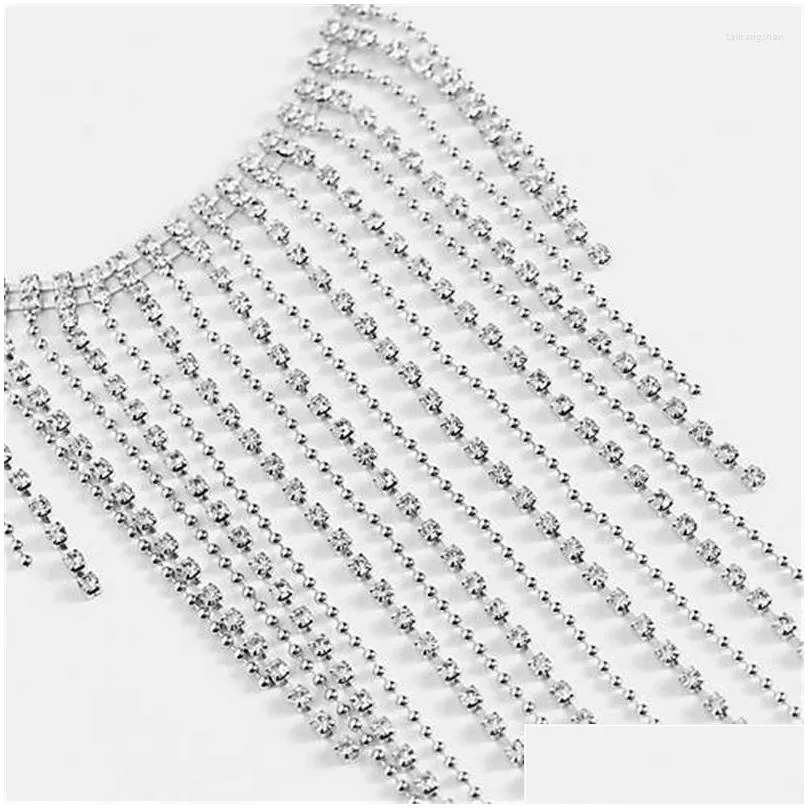 Pendant Necklaces Luxury Shine Rhinestone Longassel Necklace Elegant Fashion Crystal Collarbone Chain Claw Ladies Wedding Drop Delive Dhdho