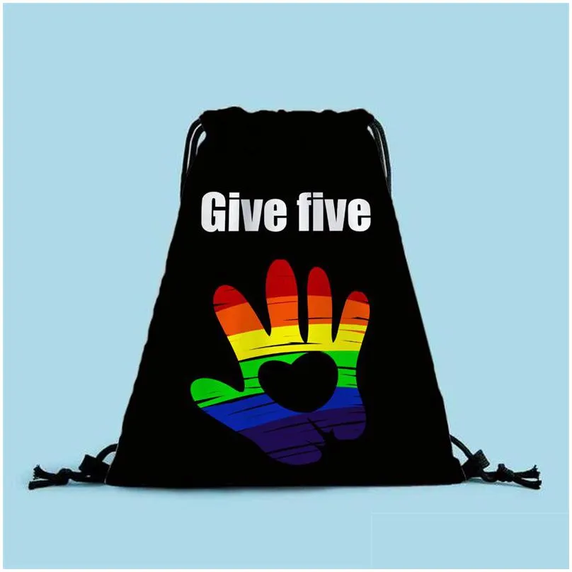 Other Festive & Party Supplies Lgbt Dstring Bag Pride Rainbow Design Creative Storage Homoual Polyester Stretch Backpack Drop Delivery Dh3Kb