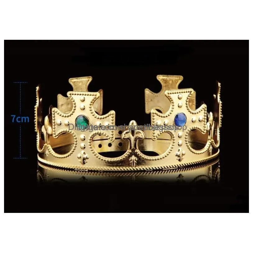 Party Hats Luxury King Queen Crown Fashion Tire Prince Princess Crowns Birthday Hat Gold Sier 2 Colors With Opp Bags Sn1633 Drop Drop Dhk4F