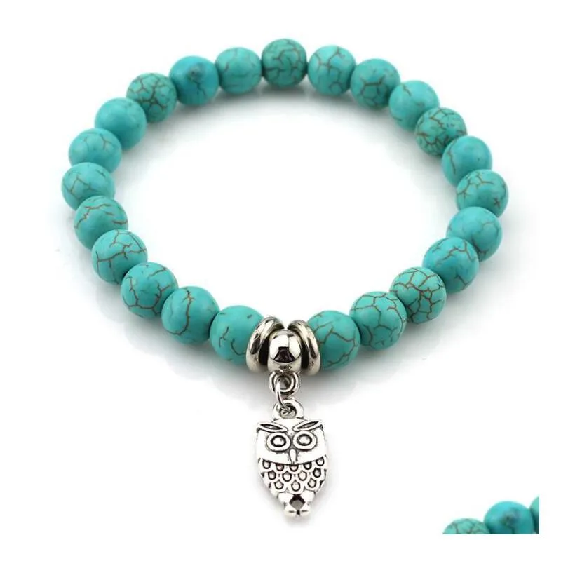 Turquoise Beads Bracelets Tree Owl  Cross Palm Drop Delivery Otv2D
