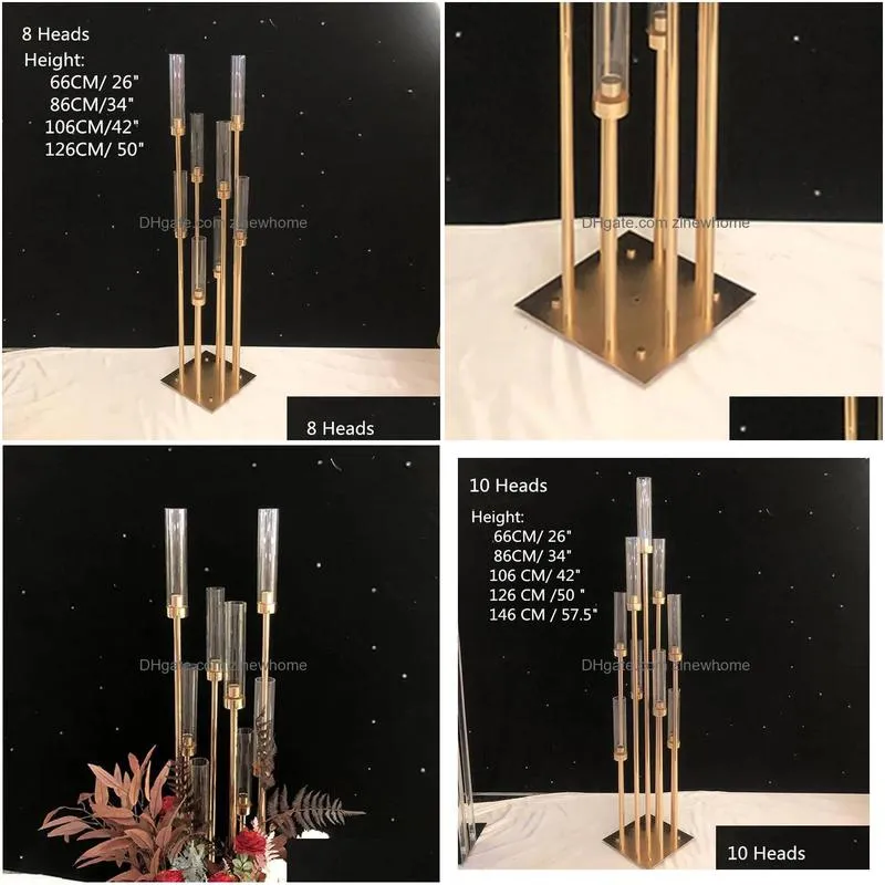 Candle Holders Top Metal Candlesticks Flower Vases Candle Holders Wedding Table Centerpieces Candelabra Pillar Stands Party Decor Road Dhrvm