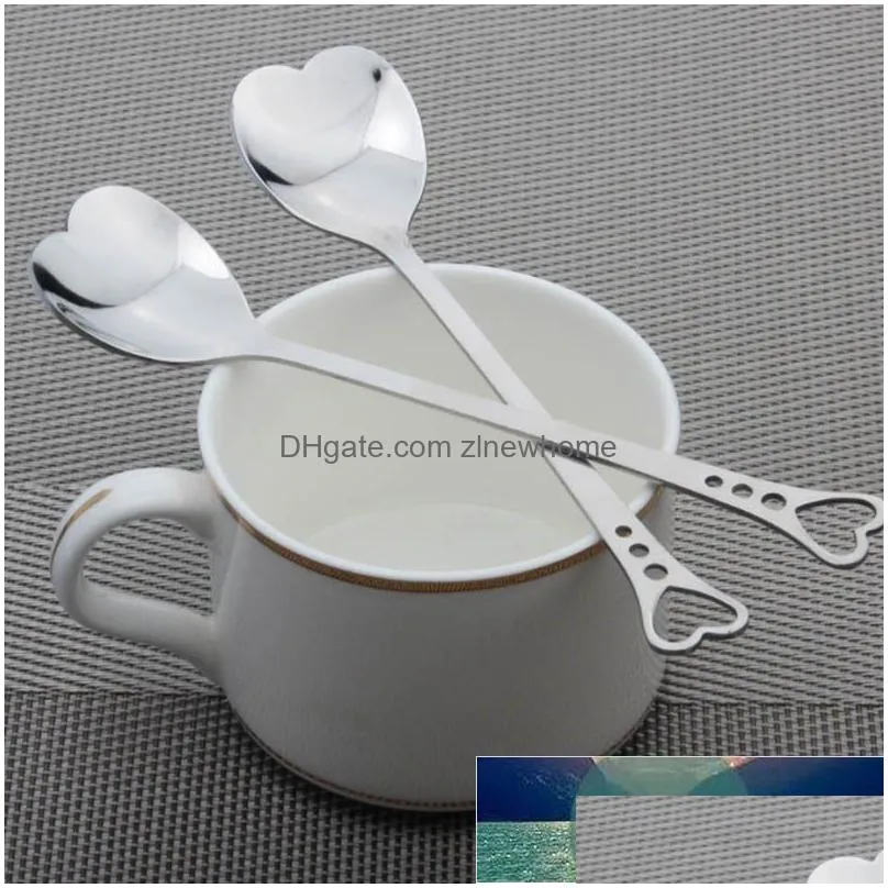 Spoons 10Pcs/Pack Dessert Sugar Stirring Spoons Teaspoon Kitchen Accessories Heart/Leaf Shape Dinnerware Stainless Steel Coffee Drop D Dhqlo