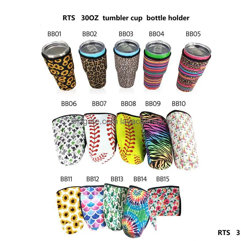 Party Favor 30Oz Neoprene Tumbler Cup Bottle Holder Party Favor Leopard Fashion Printing Outdoor Portable Water Tote Bag Drop Delivery Dh8Da