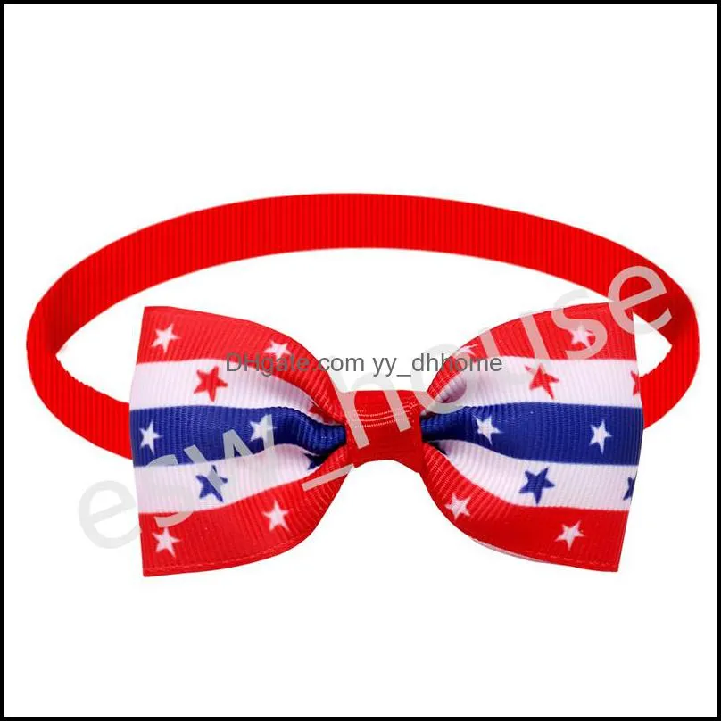 Dog Apparel Accessory 12 Designs Independence Day Pet Bow Tie Patriotic Cat Adjustable Star And Stripes Collar 4Th Of Jy Small Pets D Dhnqw