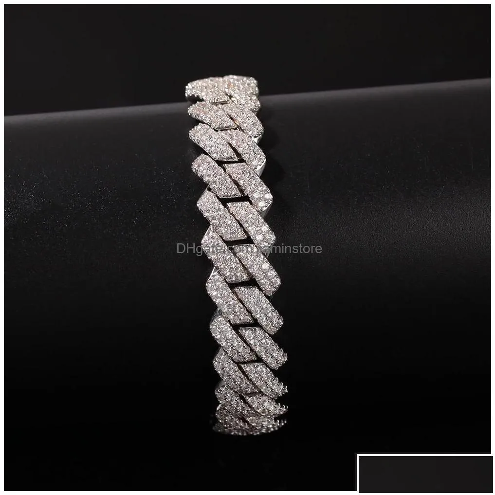 Chain New Arrival Cuban Link Bracelet Personalized Gold Bling Diamond Mens Iced Out Cubic Zirconia Curb Wristband Cz Stone Chains Rap Dhu2O