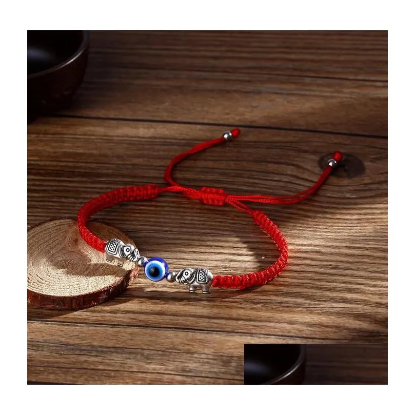 Charm Bracelets Evil Eye Charm Bracelet Knot Handmand Lucky Bracelets Adjustable Red Rope String Protection For Women Men Drop Delive Dhbfm