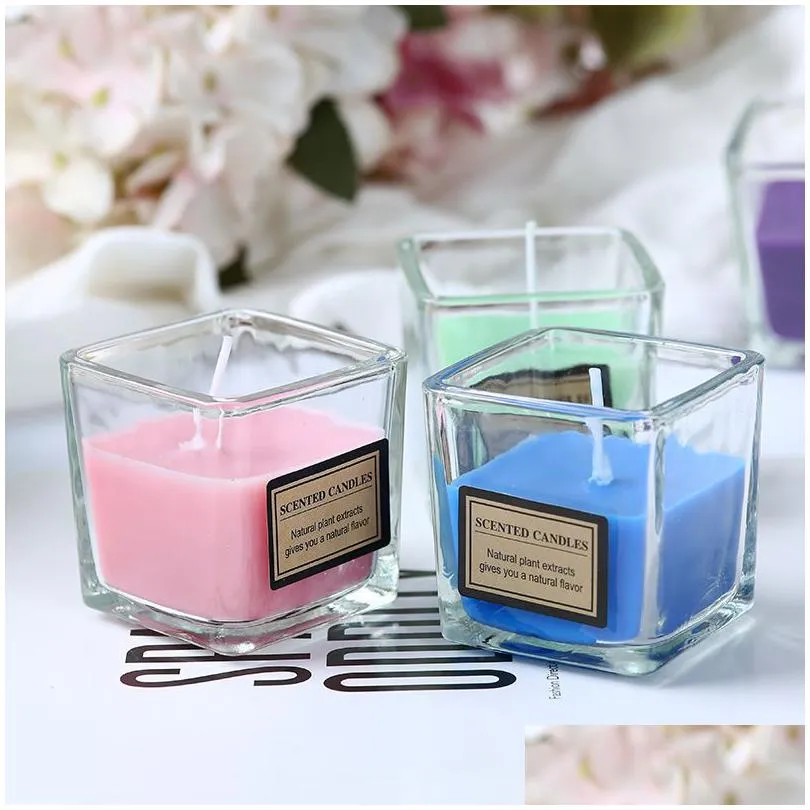 Candles Luxury Glass Aromatherapy Candle El Spa Candlelight Dinner Windproof Smokeless Scented Candles Drop Delivery Home Garden Home Dho3E