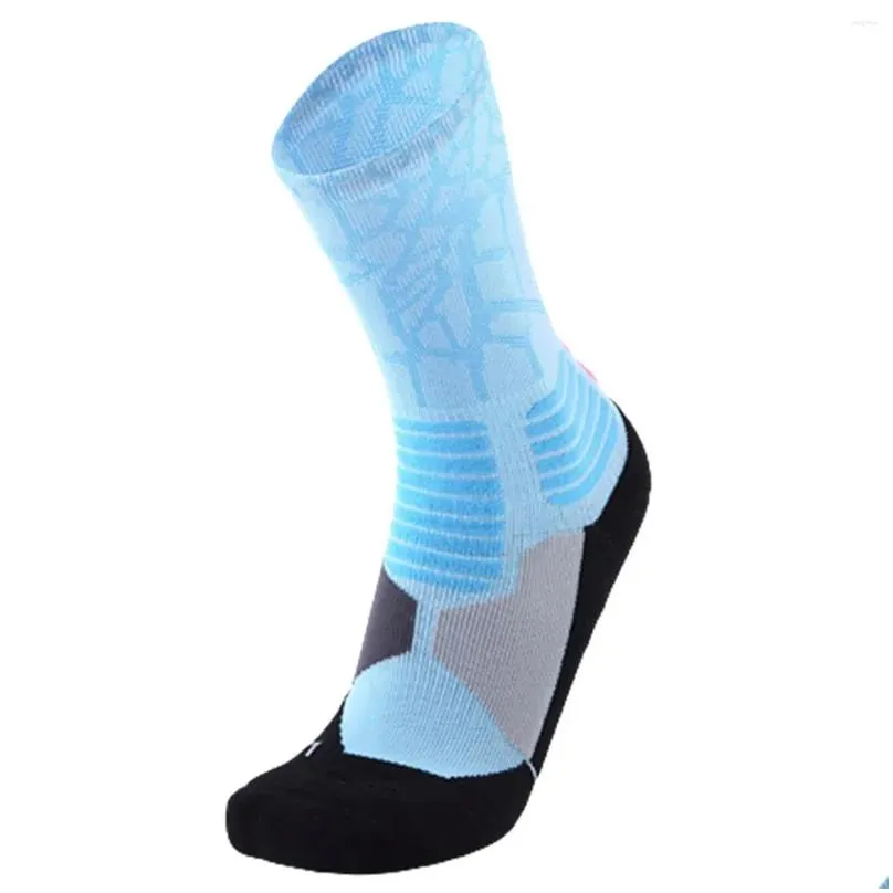 sports socks 1 pair men`s basketball thickened cushioned crew moisture control for camping hiking run training long