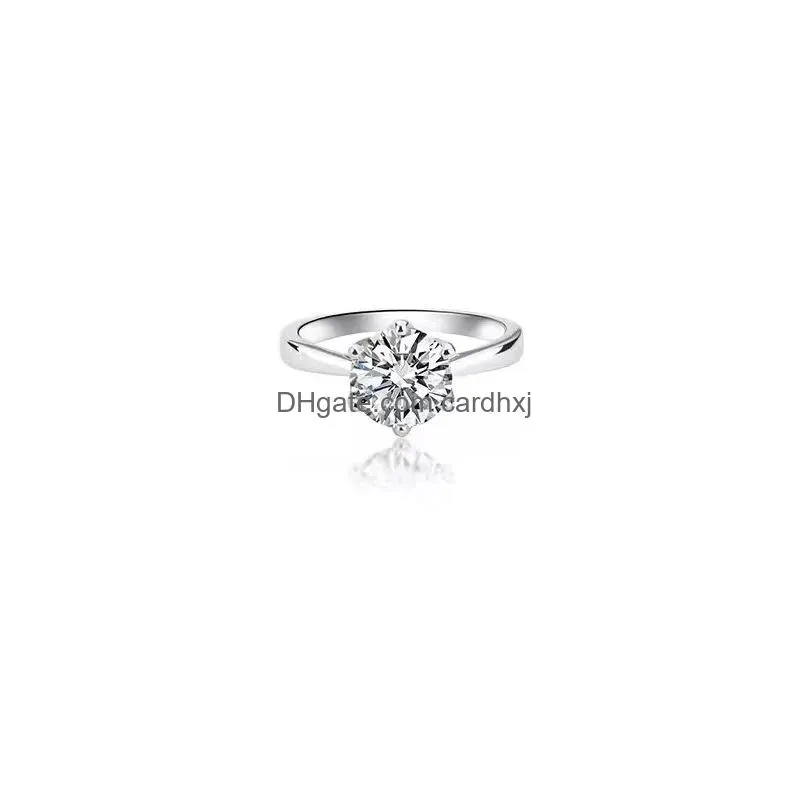 Solitaire Ring 0.5/1/1.5/2 Ct Moissanite Ring 925 Sterling Sier Engagement And Wedding Suitable For Womens Banquet Parties Official O Otmvd