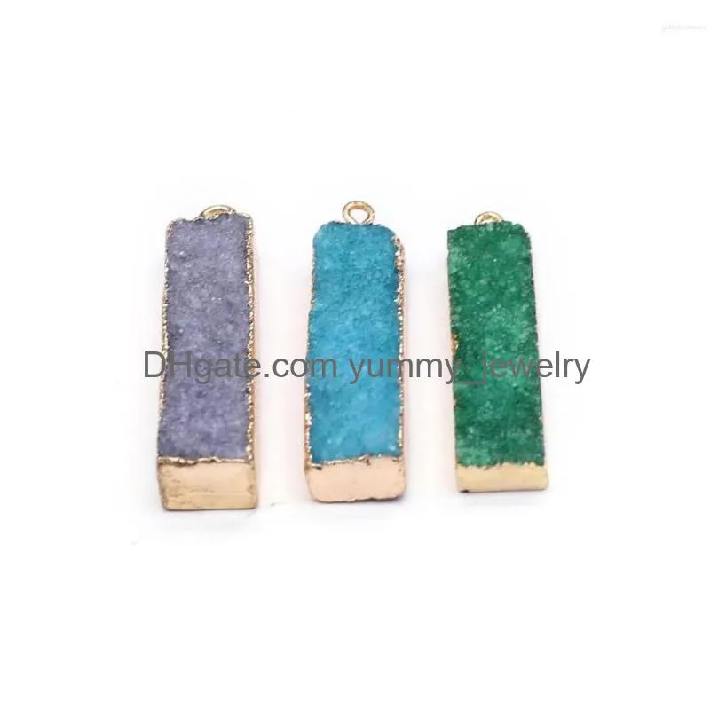 Pendant Necklaces 4 Pcs Rec Shape Random Healing Crystal Stone Pendants Agate Charms For Making Jewelry Necklace Gift Drop Delivery Dhbex