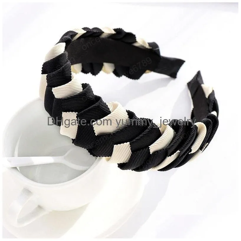 Colorf Fashion Weave Braided Wide Headband Girls Beautif Solid Color Hair Hoop Korean Style Accessories For Drop Delivery Dhmv7