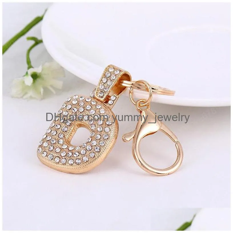 A-Z Letter Key Chain Creative Rhinestone Crystal 26 English Initial Resin Handbag Keyring Accessories For Drop Delivery Dhwrb