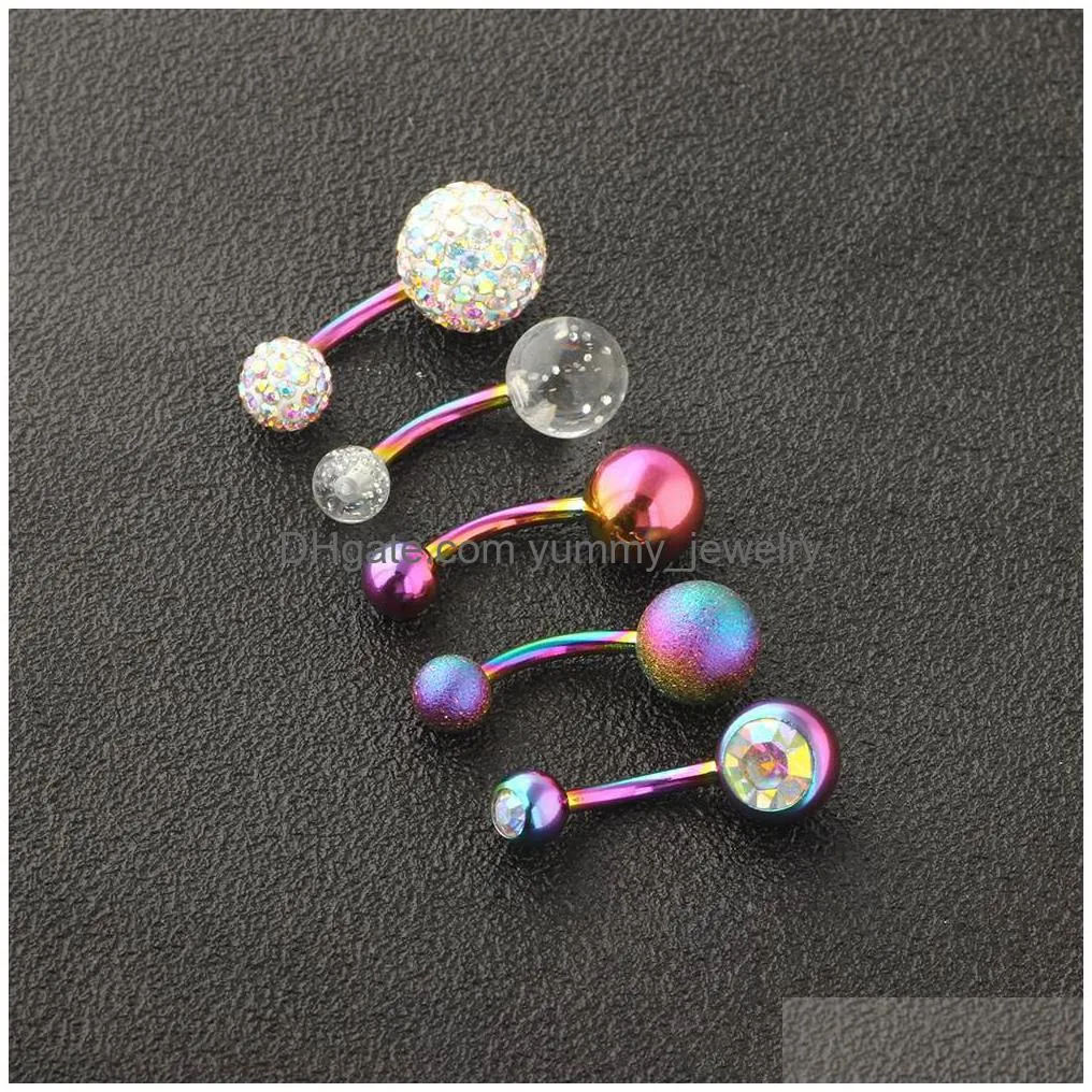 Stainless Belly Button Rings Piercings Ombligo Navel Piercing Y Earring Rainbow Body Jewelry Pircing Drop Delivery Dhlmb