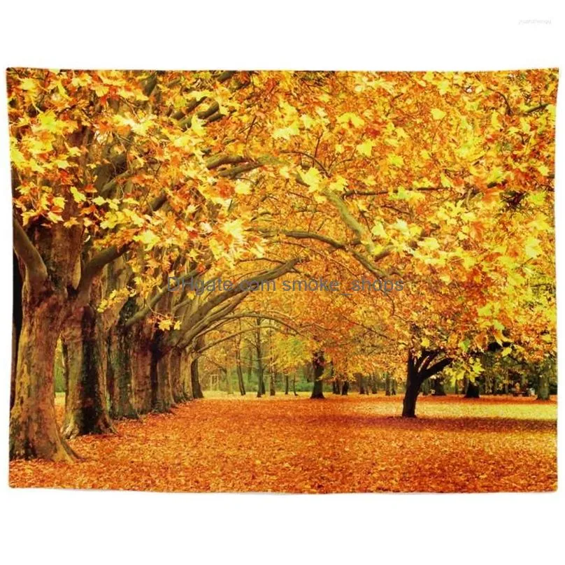 tapestries autumn forest scenery brushed tapestry bedroom rental house living room hanging cloth pography background