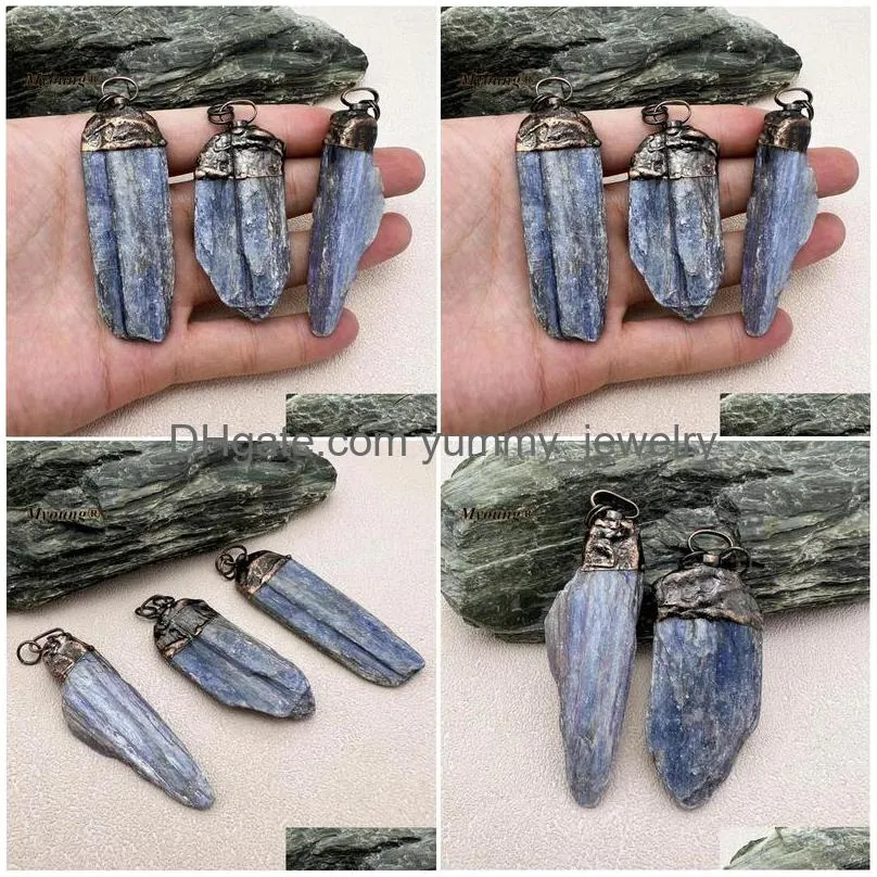 Pendant Necklaces 10Pcs Boho Jewelry Irregar Large Natural Stone Blue Kyanite Quartz Vintage Necklace My230906 Drop Delivery Dh8Hj