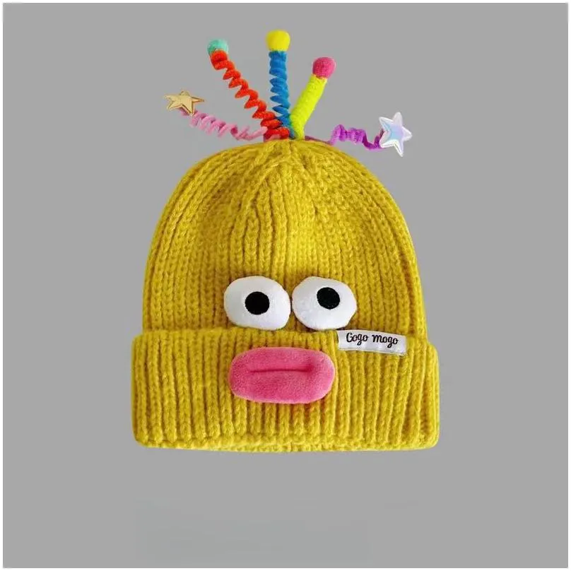 Autumn And Winter Warm Knit Hat Funny Cute Duck Beak Beanie Drop Delivery Dhl8I