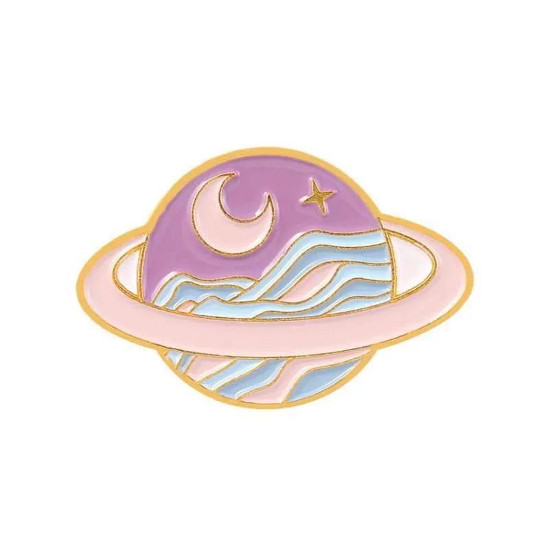 Cartoon Planet Enamel Pins Mysterious Star Moon Universe Brooch Pin Badges For Backpacks Jackets Colorf Earth Mercury Space Drop Deli Otnpw