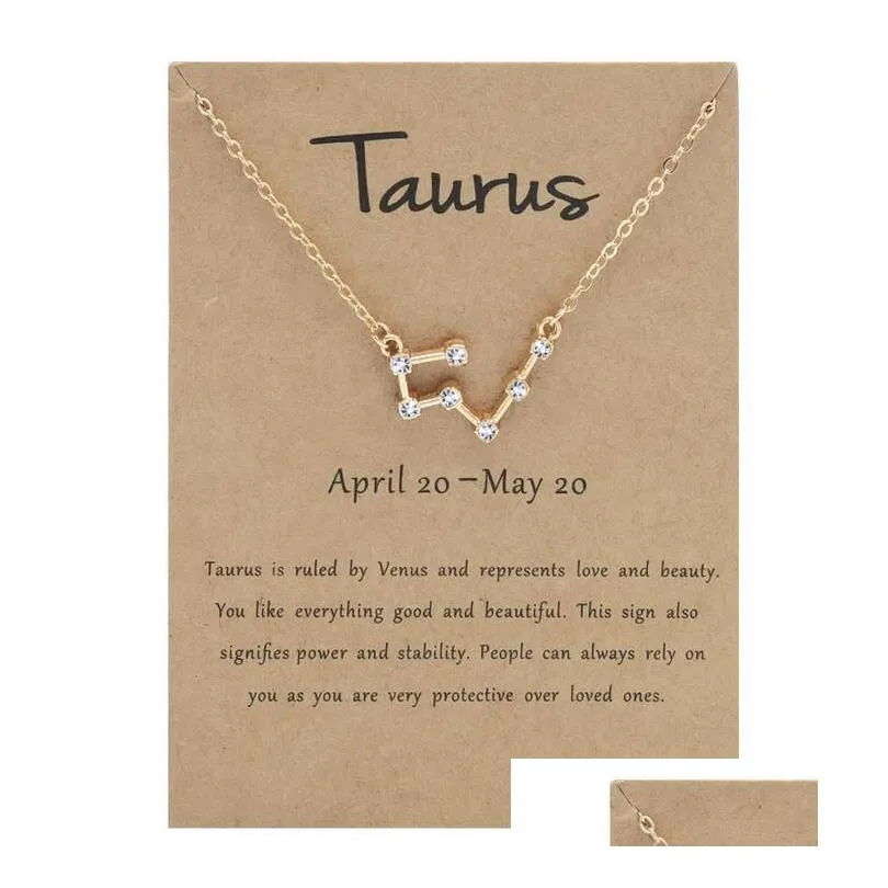 Gold Plated 12 Constellation Horoscope Sign Astrology Zodiac Star Necklace Birthday Gifts For Drop Delivery Ot8Bu