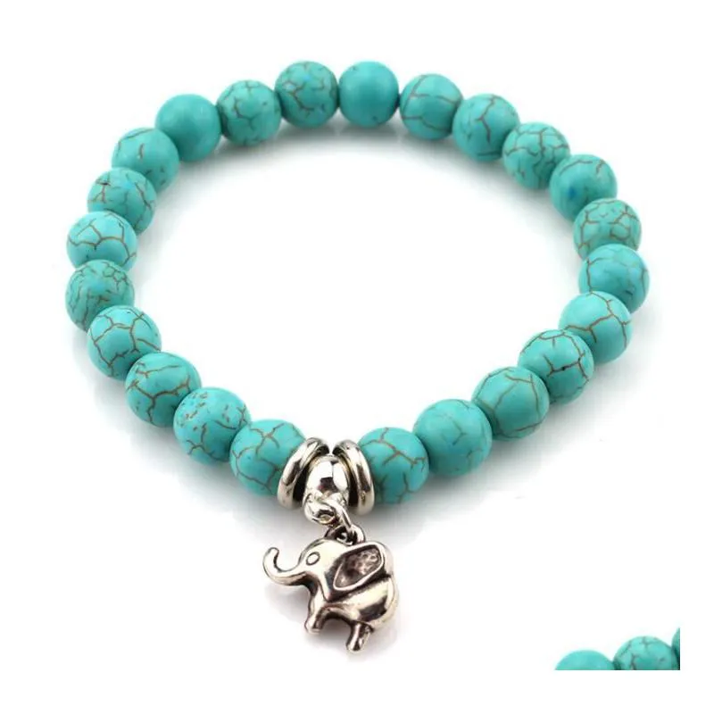 Turquoise Beads Bracelets Tree Owl  Cross Palm Drop Delivery Otv2D