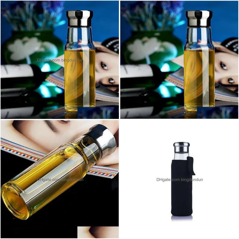 Water Bottles High Temperature Resistant Glass Water Bottle Creative Car Gifts With Protective Bag Sports Travel Botttles Za1592 Drop Dhisn