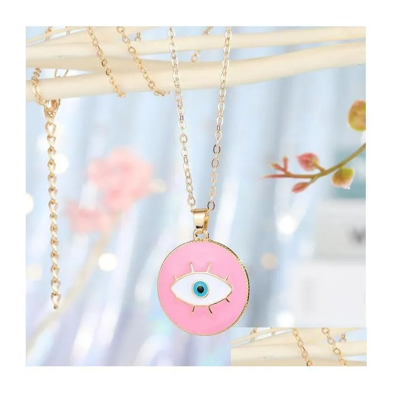 Enamel Evil Eyes Pendant Necklace For Womens Jewelry Big Turkish Eye Chains Choker Necklaces Party Gift Drop Delivery Otgmr