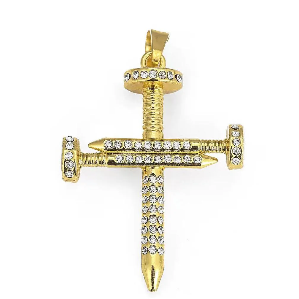 Hip Hop Shiny Cuban Chain Necklace Ice Punk Cross Pendant Micro-Inset Zircon Hip-Hop Dance Jewelry Gift For Men And Drop Delivery Dhxpm