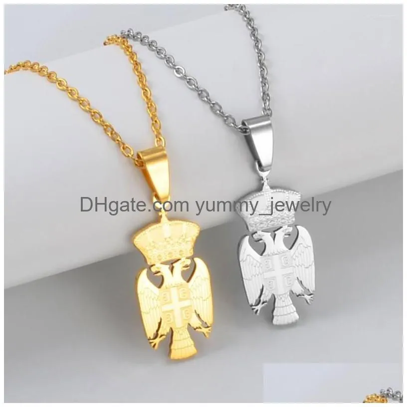Pendant Necklaces Anniyo 3.1Cm Serbia  Stainless Steel Material For Women Girls Srbija Jewelry Serbian 312321 Drop Delivery Dh0Ye