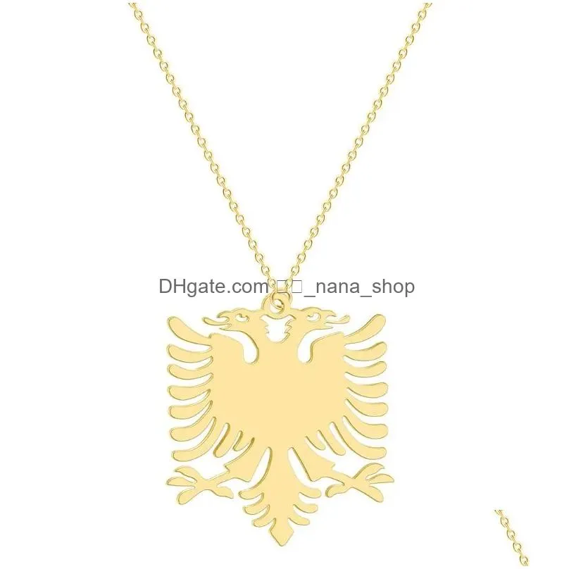 Pendant Necklaces Wangaiyao Stainless Steel Accessories Albanian  Golden Necklace Couple Fashion Personality Item Jewelry7538603 Dhf5J