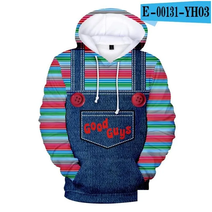 Men`S Hoodies & Sweatshirts Good Guys Chucky 3D Printed Lovely Cartoon Male Female Leisure Hoodies Simple Street Clothes Drop Deliver Dhojp