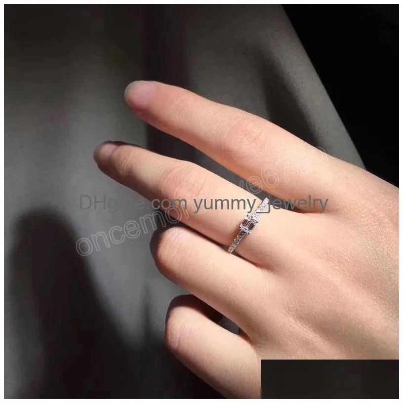 925 Sterling Sier Natural Diamond Ring For Women Wedding Bands Jewelry Gemstone Drop Delivery Dhnoi