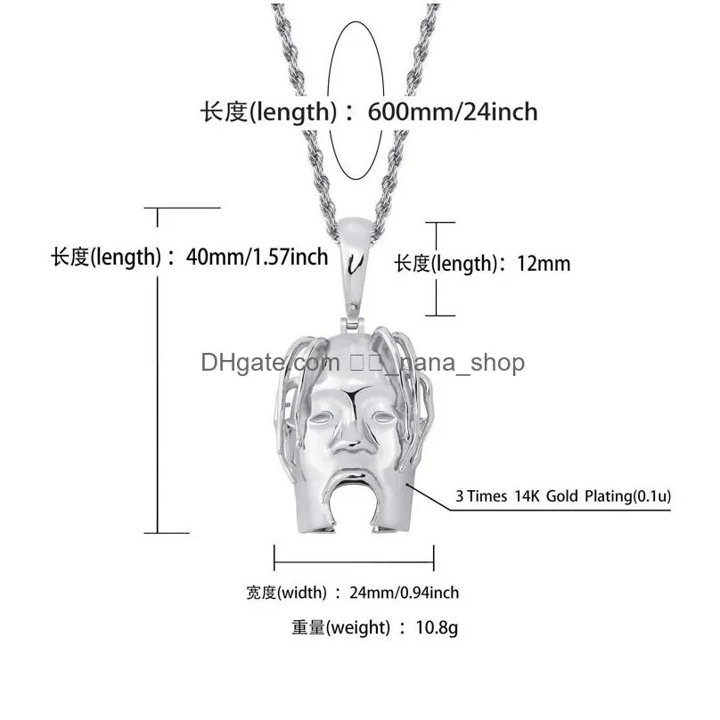 Pendant Necklaces Mask Pendant Necklaces For Men Women Luxury Designer Hip Hop Pendants Gold Sier Copper Singer Star Head Necklace Jew Dh4Fx