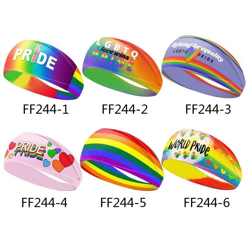 Other Festive & Party Supplies Rainbow Headband Colorf Stripes Lgbt Sweat Bands Pride Stretchy Athletic Ear Protection Head Wraps Uni Dhdfm