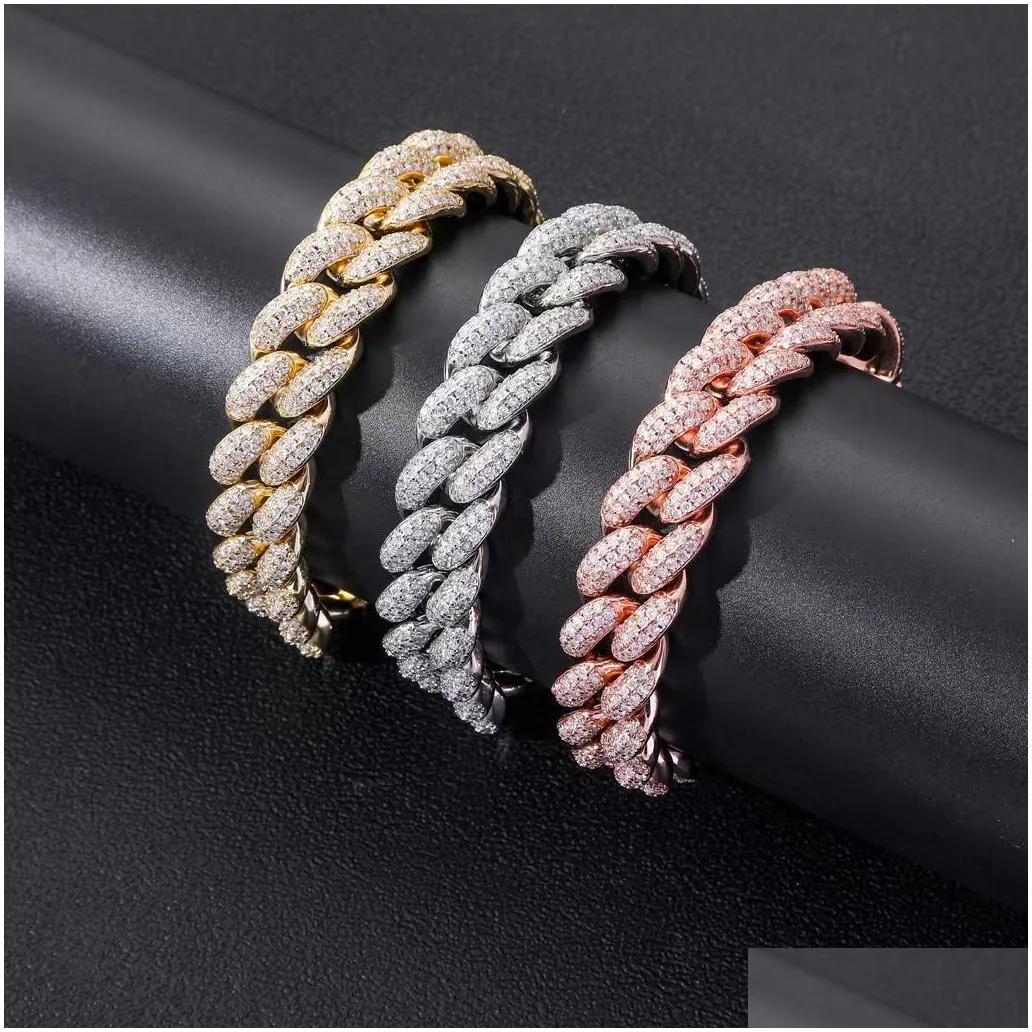 20Mm Bubble Chain Three Rows Fl Of Diamond Zircon Cuba Hip Hop Necklace Mens And Womens Bracelet 5A Cubic  Cuban Link Drop Deliv Dhv8H