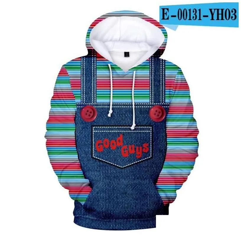 mens hoodies sweatshirts good guys chucky 3d printed lovely cartoon male female leisure simple street clothes drop delivery appar