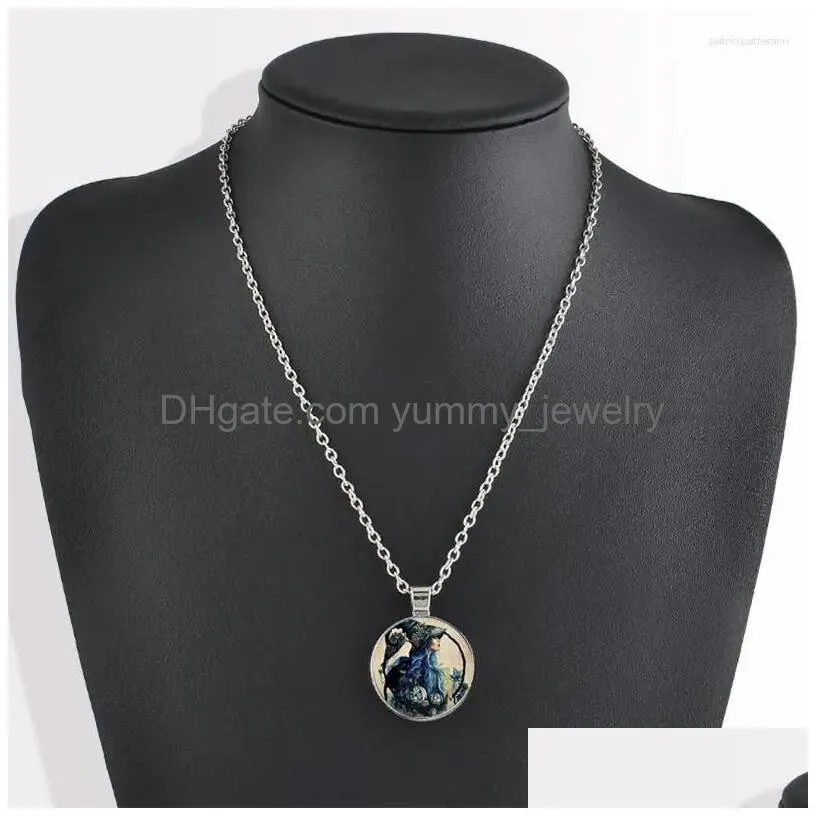 Pendant Necklaces Fashion Retro Witch Crystal For Halloween Gifts Christmas Drop Delivery Dh4Fj